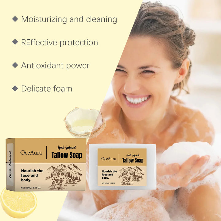 Oceaura Beef Tallow Bath Soap – Pore Cleansing & Moisturizing