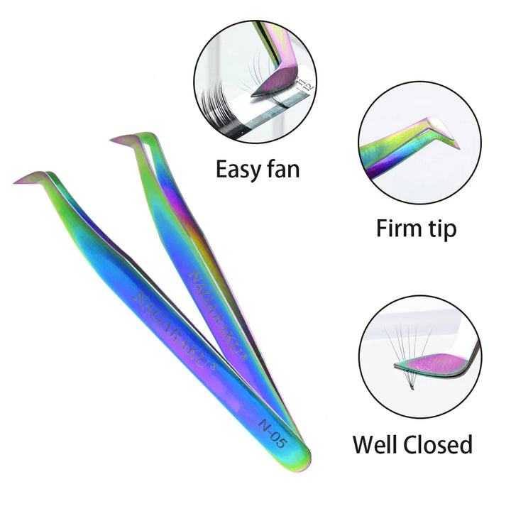NAGARAKU Stainless Steel Eyelash Tweezers & Nippers Set