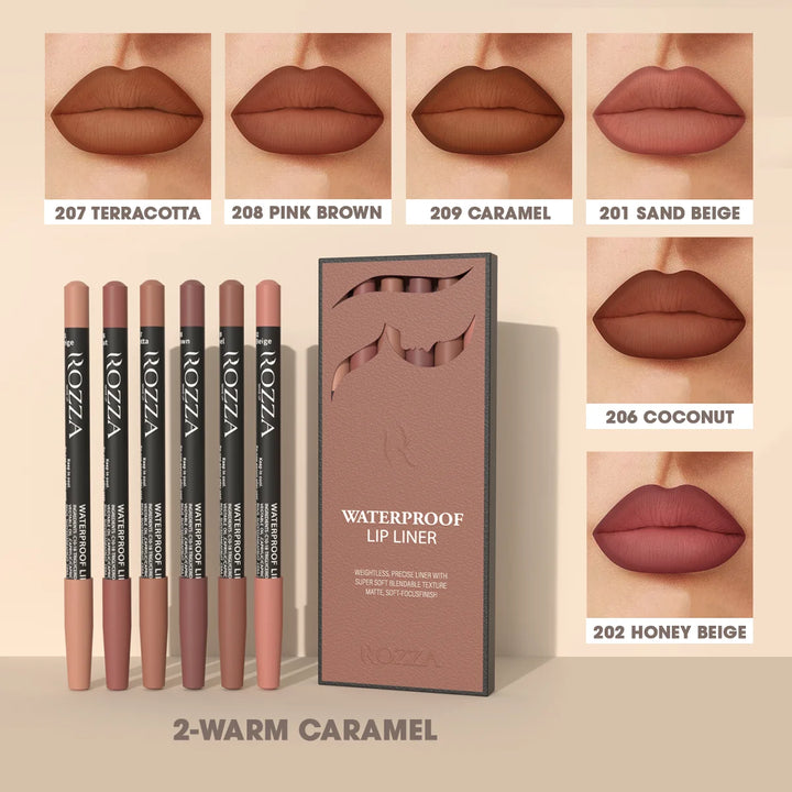 Rozza Waterproof Matte Lip Liner Pencil Set