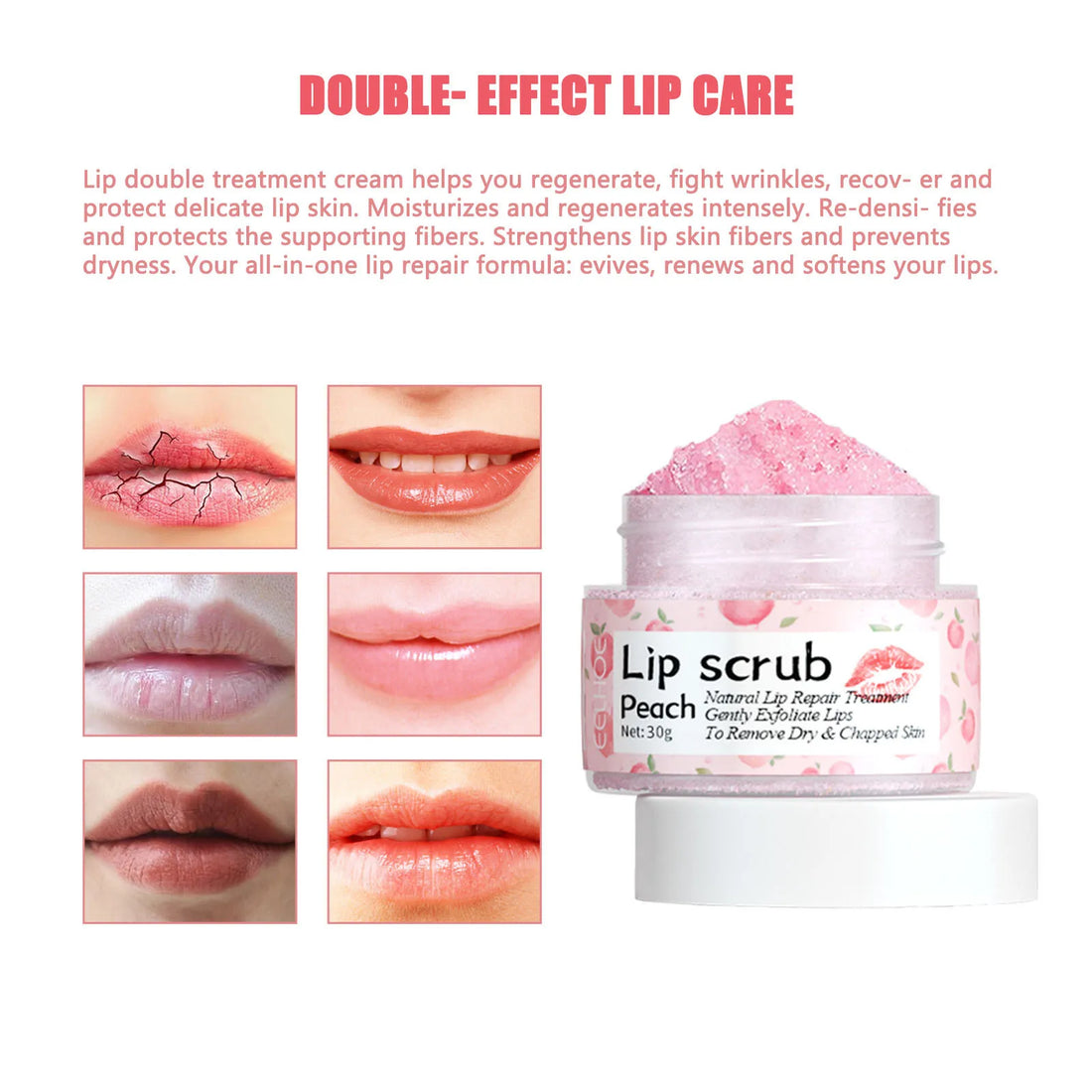 Eelhoe Peach Lip Scrub – Exfoliating & Nourishing