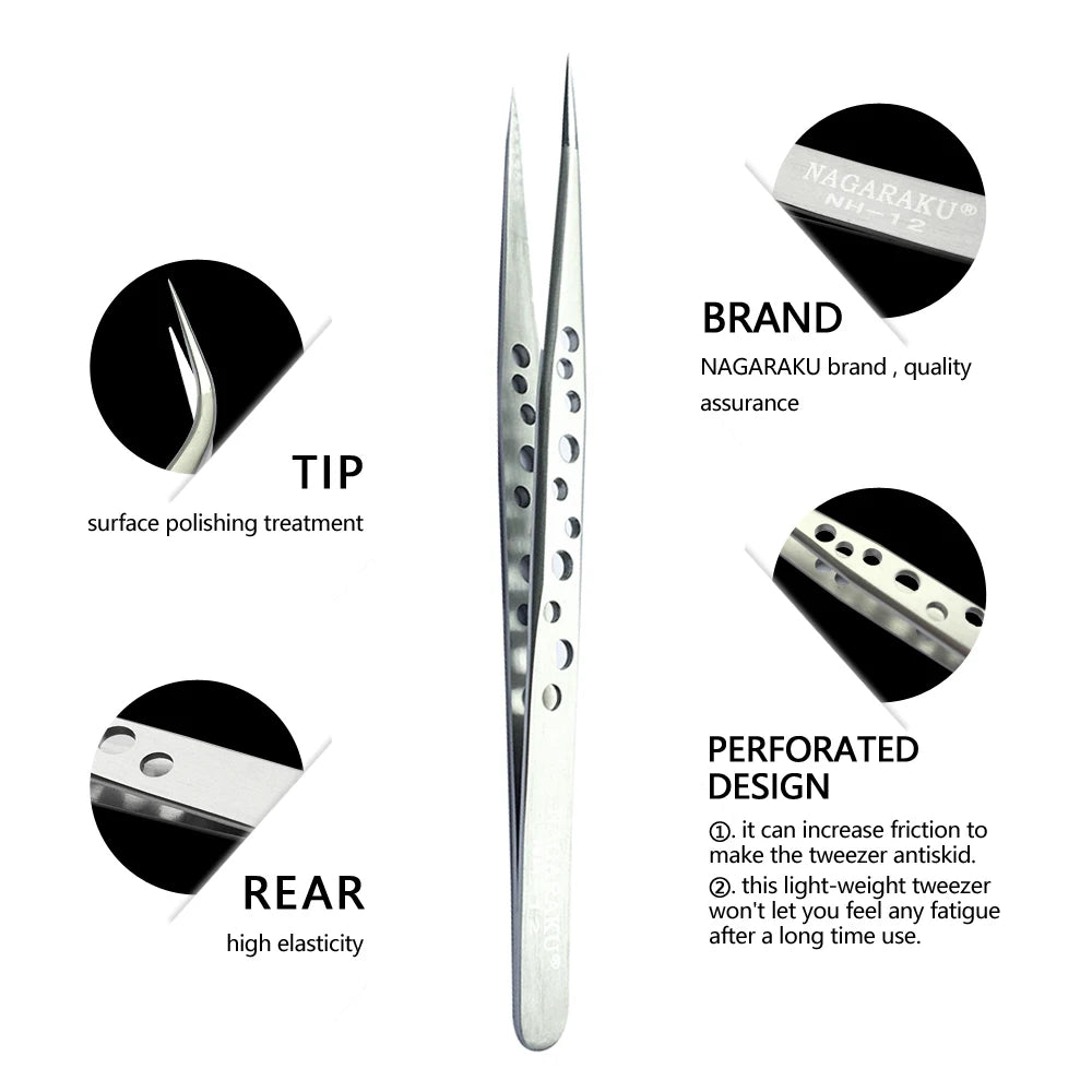 NAGARAKU Stainless Steel Eyelash Tweezers & Nippers Set