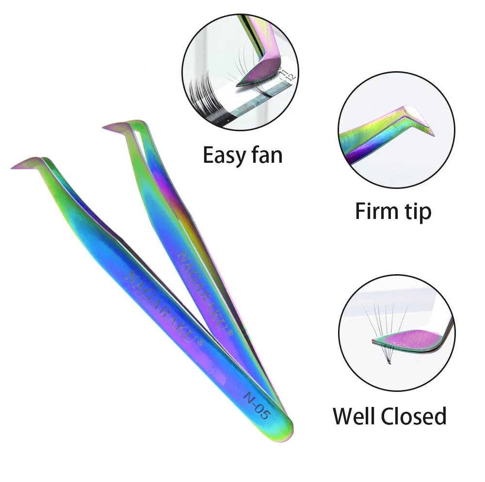 NAGARAKU Stainless Steel Eyelash Tweezers & Nippers Set