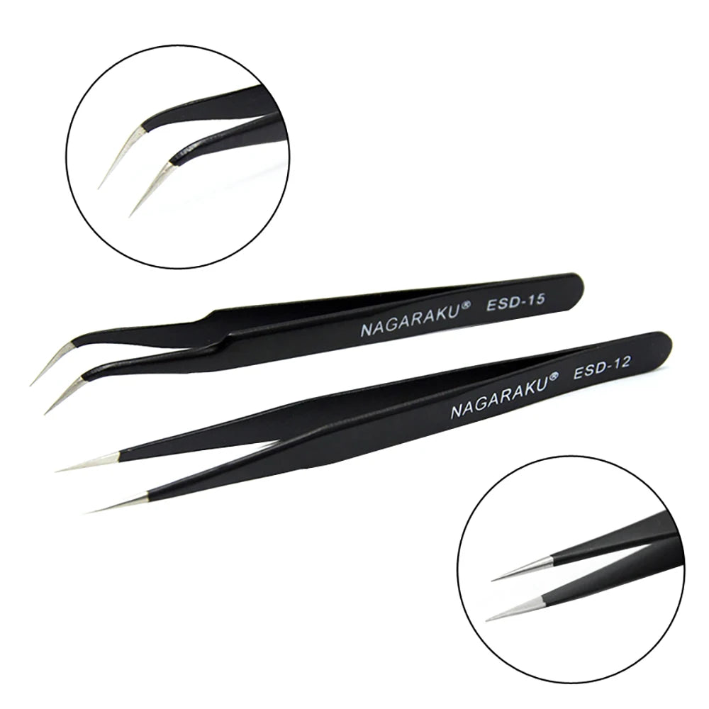 NAGARAKU Stainless Steel Eyelash Tweezers & Nippers Set