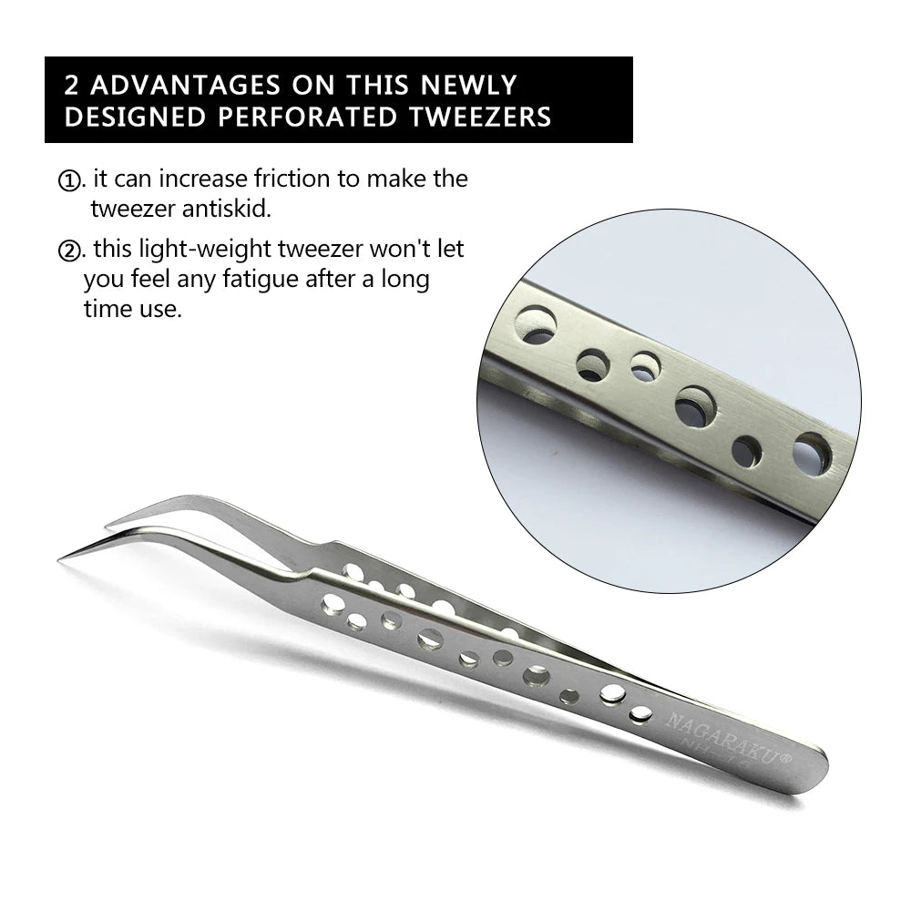 NAGARAKU Stainless Steel Eyelash Tweezers & Nippers Set