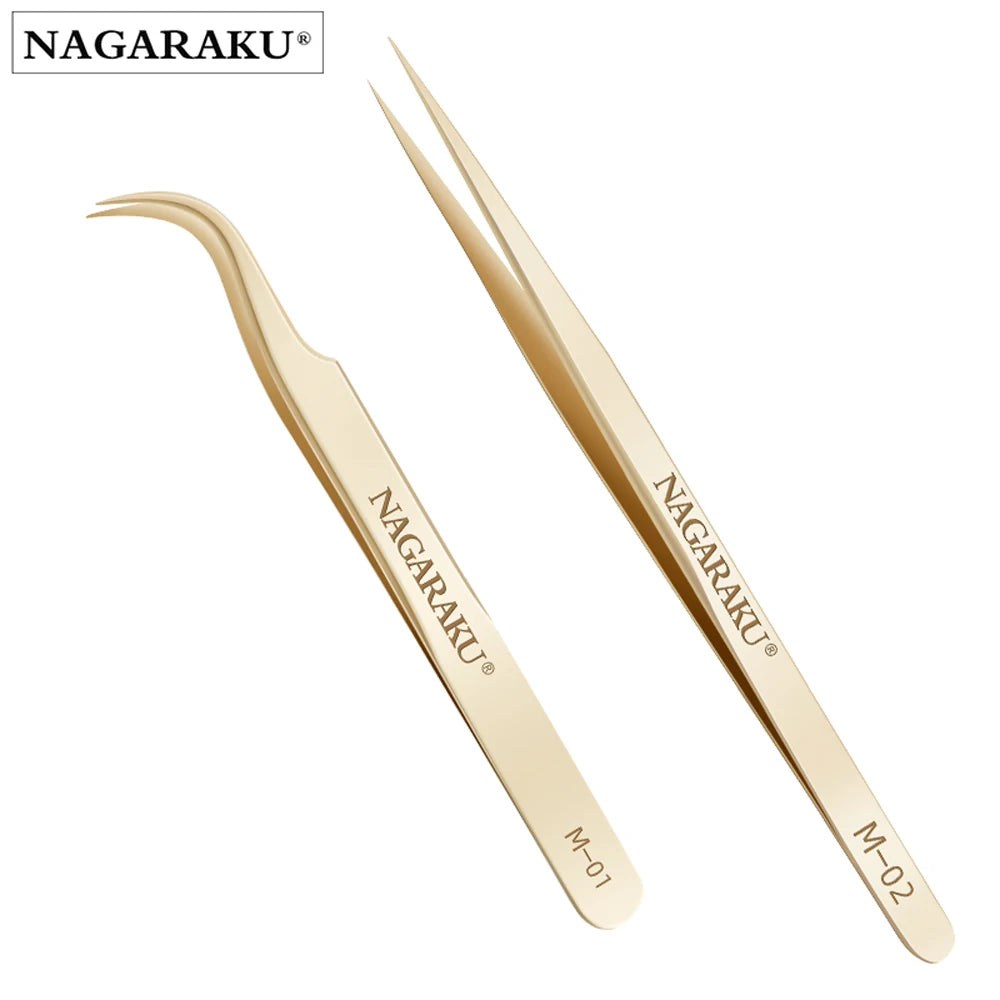 NAGARAKU Stainless Steel Eyelash Tweezers & Nippers Set