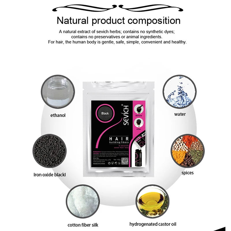 Sevich Hair Fibers 100g – Hair Loss Concealer & Growth Powder