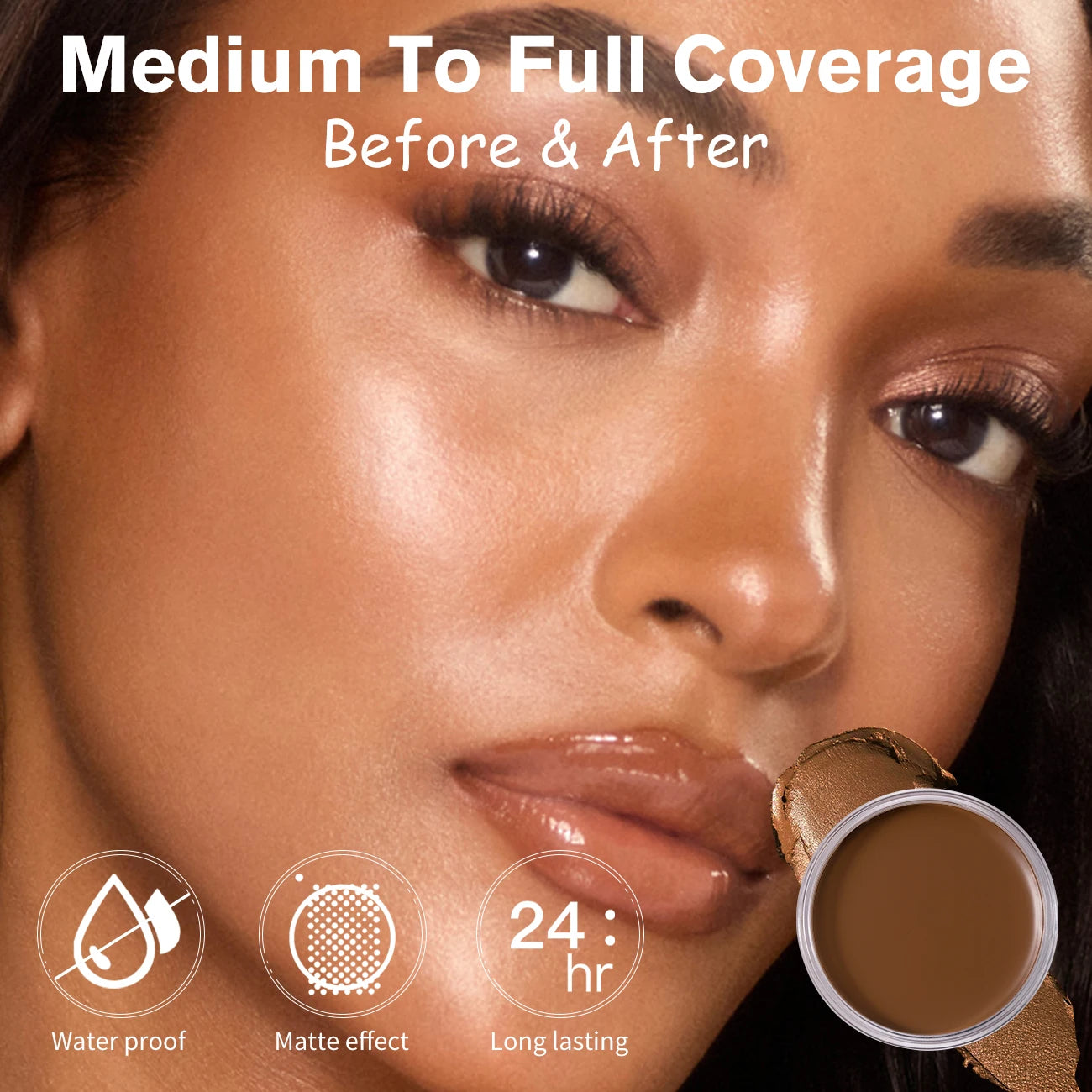 Waterproof Full-Coverage Matte Foundation & Bronzer Cream