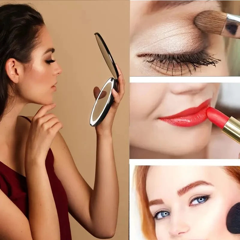 Lighted Travel Makeup Mirror – 2X/5X Magnification, Double-Sided