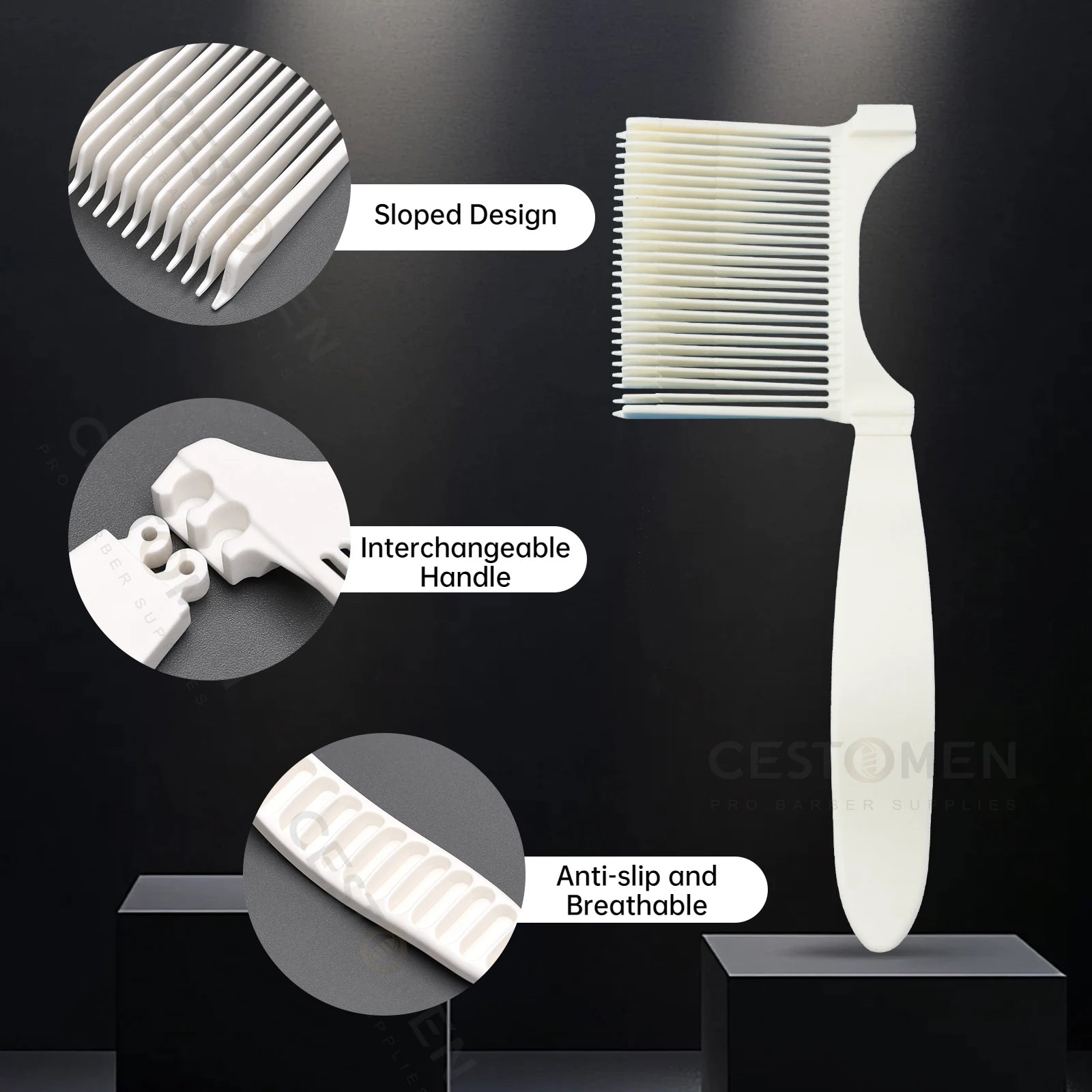 Barber Positioning Haircut Comb – Curved Flat Top Fade Comb