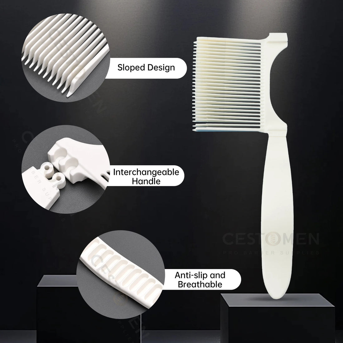 Barber Positioning Haircut Comb – Curved Flat Top Fade Comb