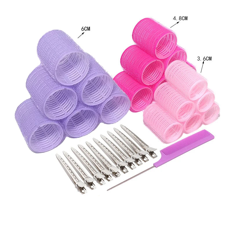 28pcs Hair Roller Set – Self-Grip Curlers & Metal Clips