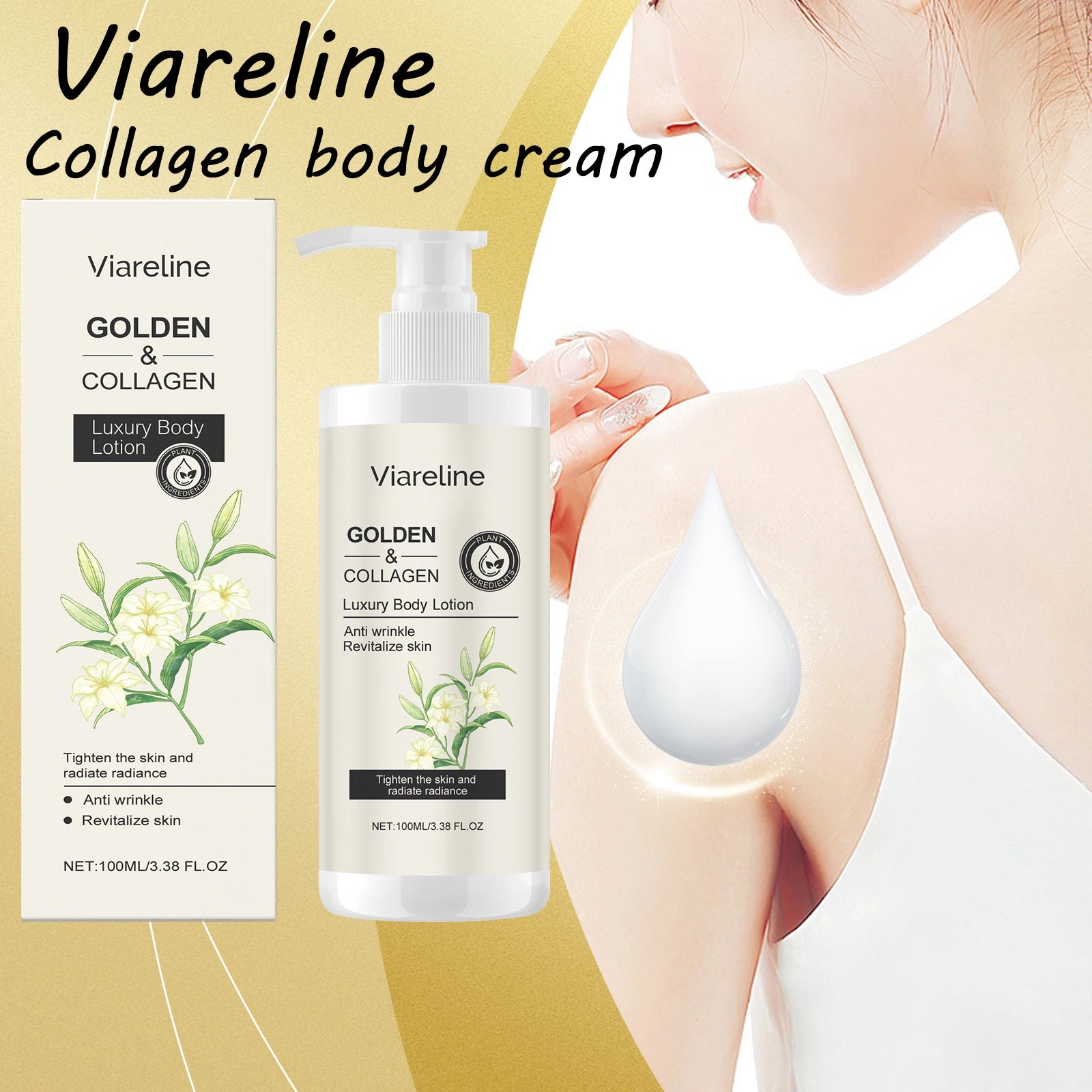 Viareline Collagen Floral Body Lotion – Moisturizing & Anti-Wrinkle