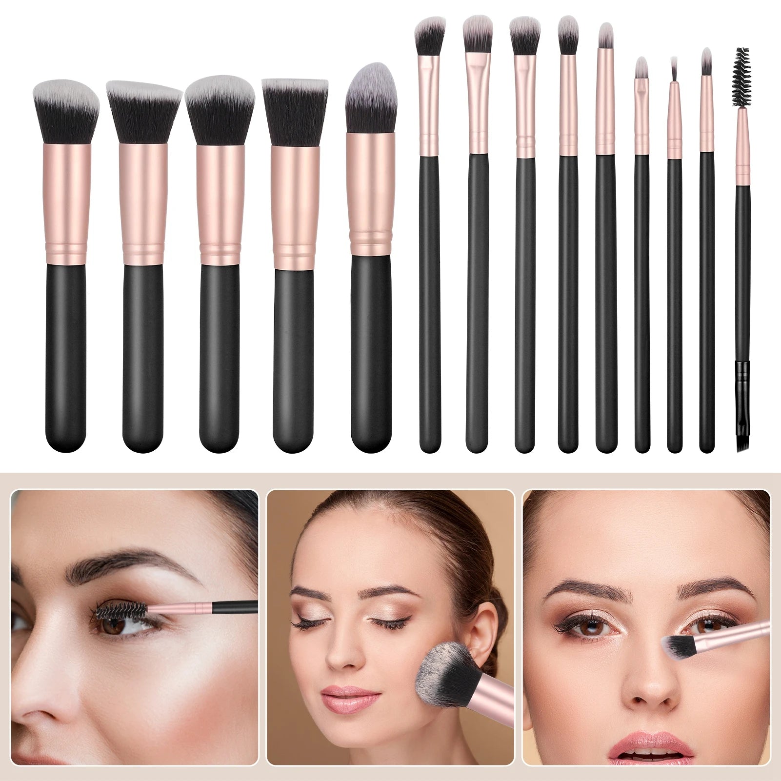 14pcs Professional Makeup Brush Set with PU Leather Holder