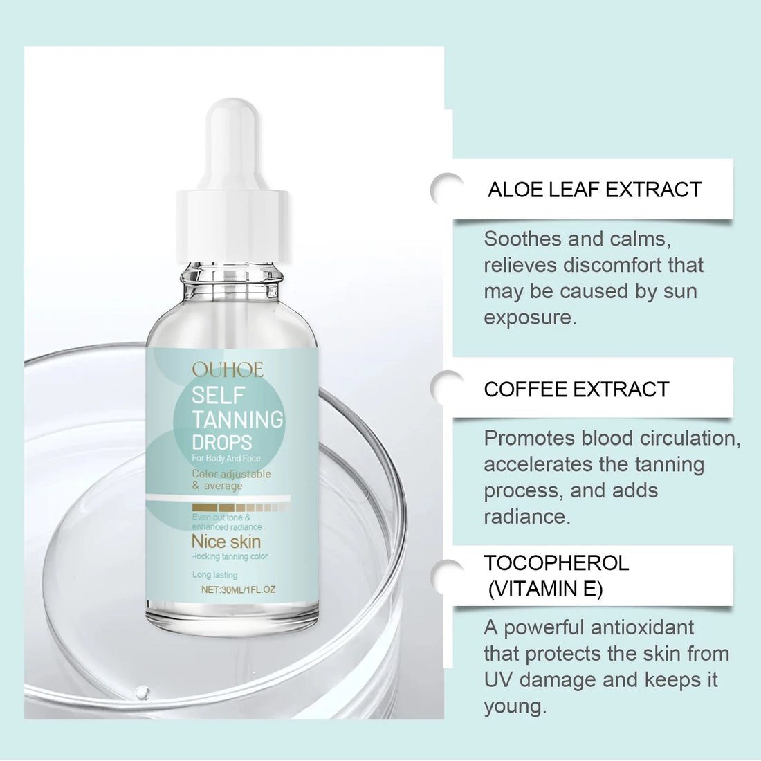 Tanning Drops Serum – Natural Glow & Long-Lasting Bronzer