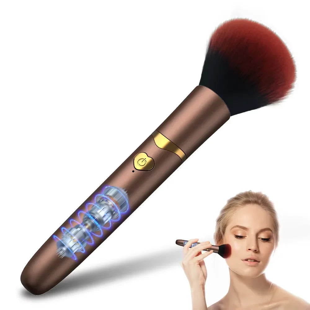 2-in-1 Electric Foundation Brush – Rechargeable Vibration Makeup Tool