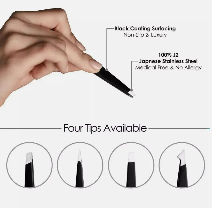 4pcs Colorful Stainless Steel Eyebrow Tweezers Set with Box