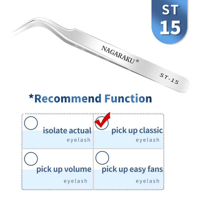 NAGARAKU Stainless Steel Eyelash Tweezers & Nippers Set