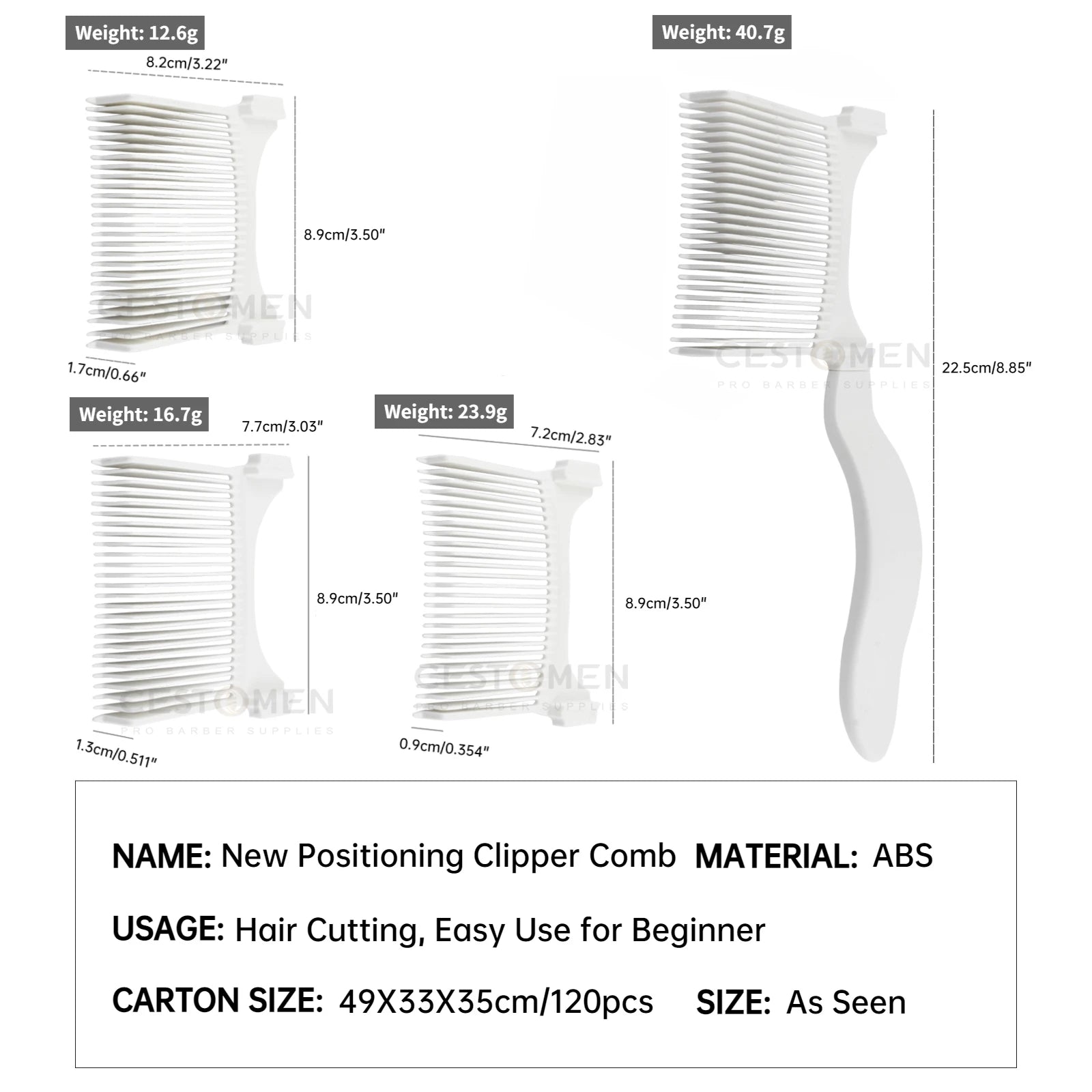 Barber Positioning Haircut Comb – Curved Flat Top Fade Comb