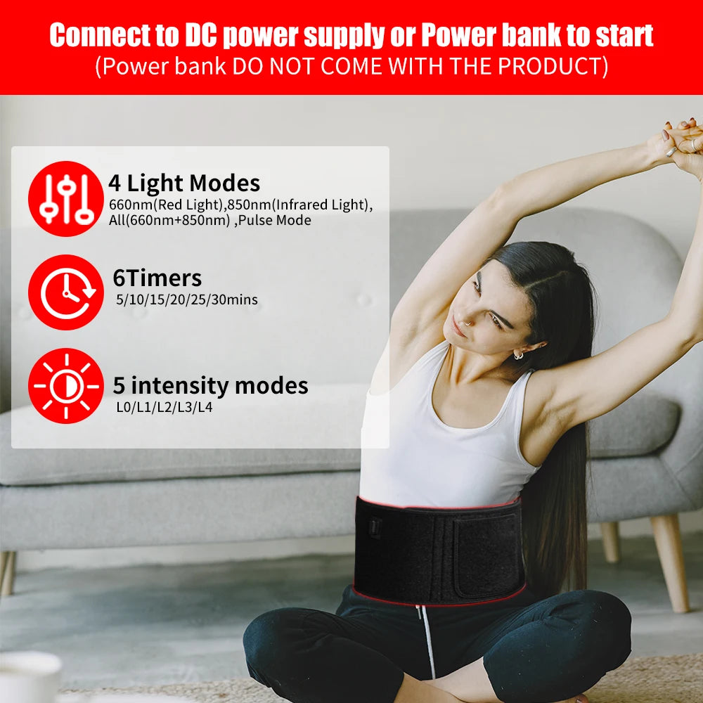 Red Light Therapy Belt – 660nm & 850nm Infrared for Pain Relief