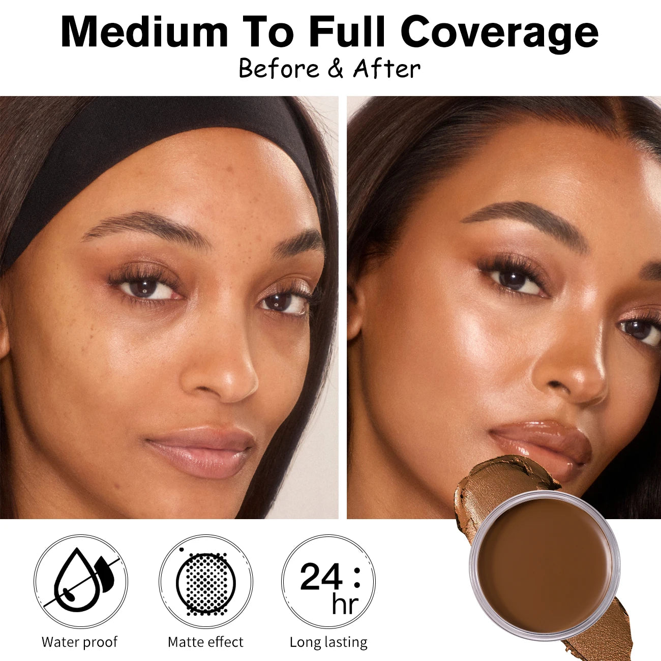 Waterproof Full-Coverage Matte Foundation & Bronzer Cream
