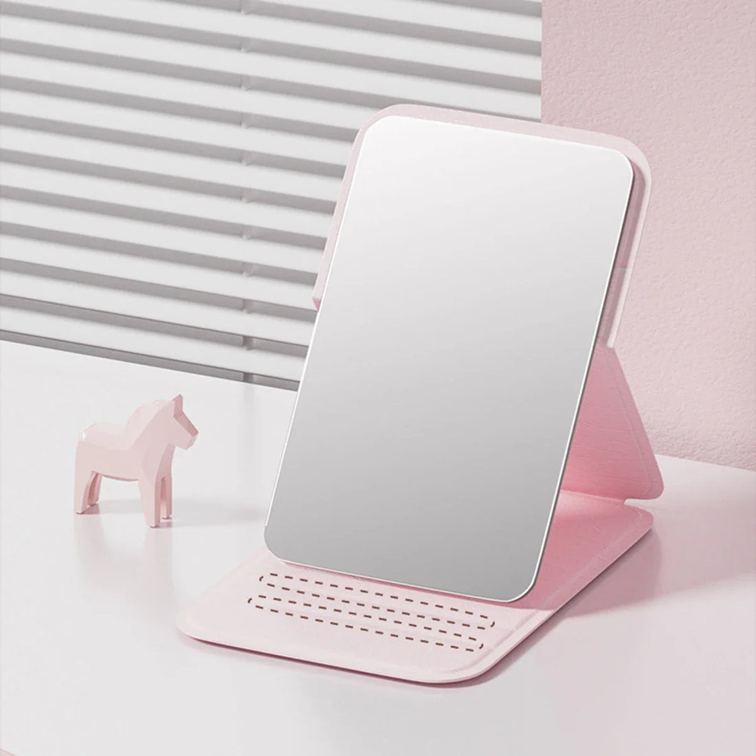 Portable Folding Makeup Mirror – Adjustable Tabletop Design