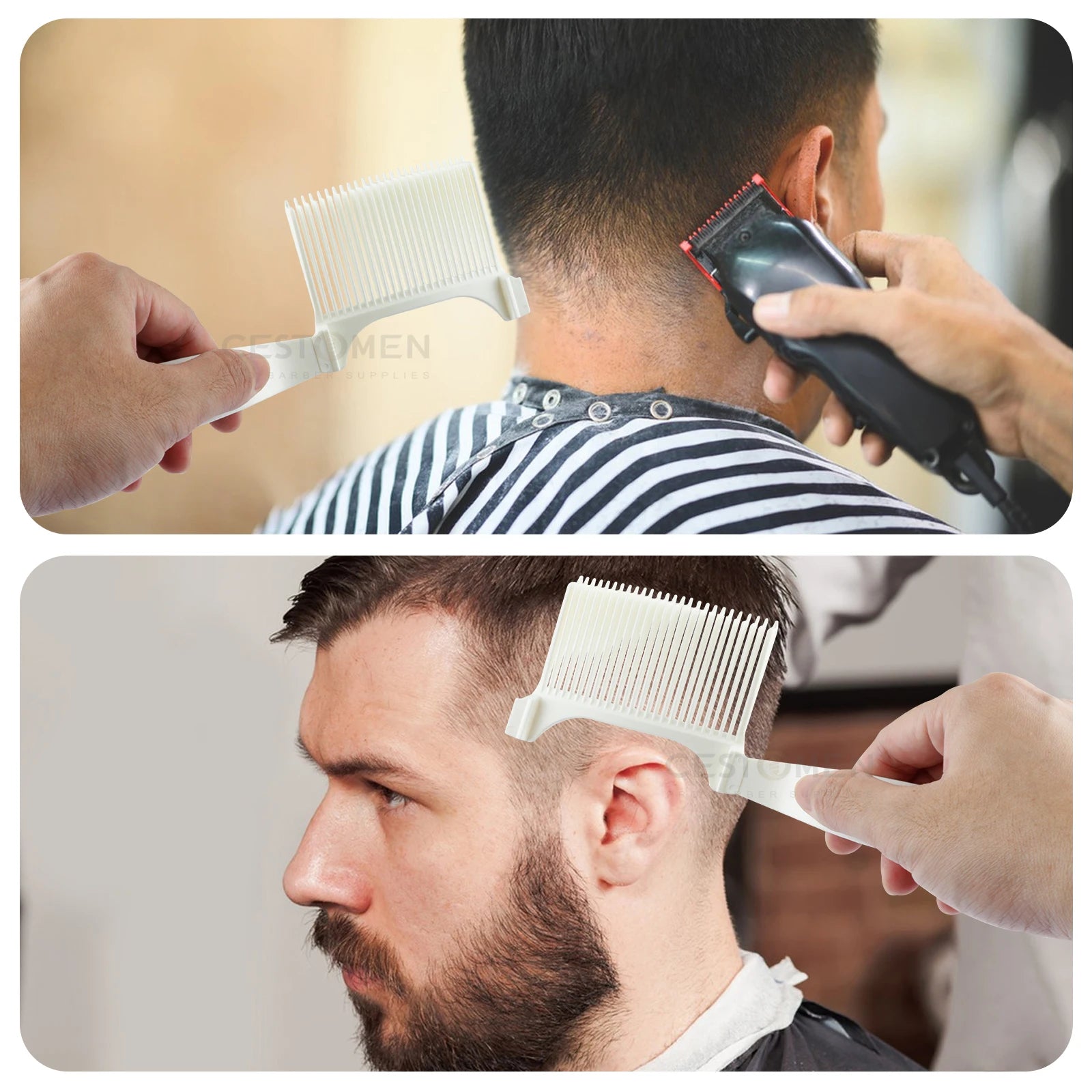 Barber Positioning Haircut Comb – Curved Flat Top Fade Comb