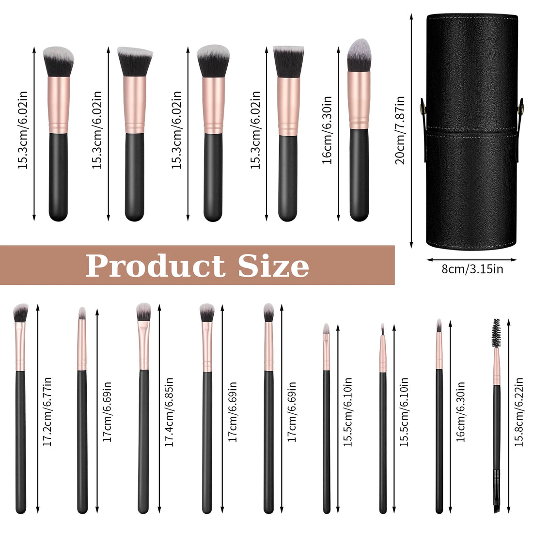14pcs Professional Makeup Brush Set with PU Leather Holder