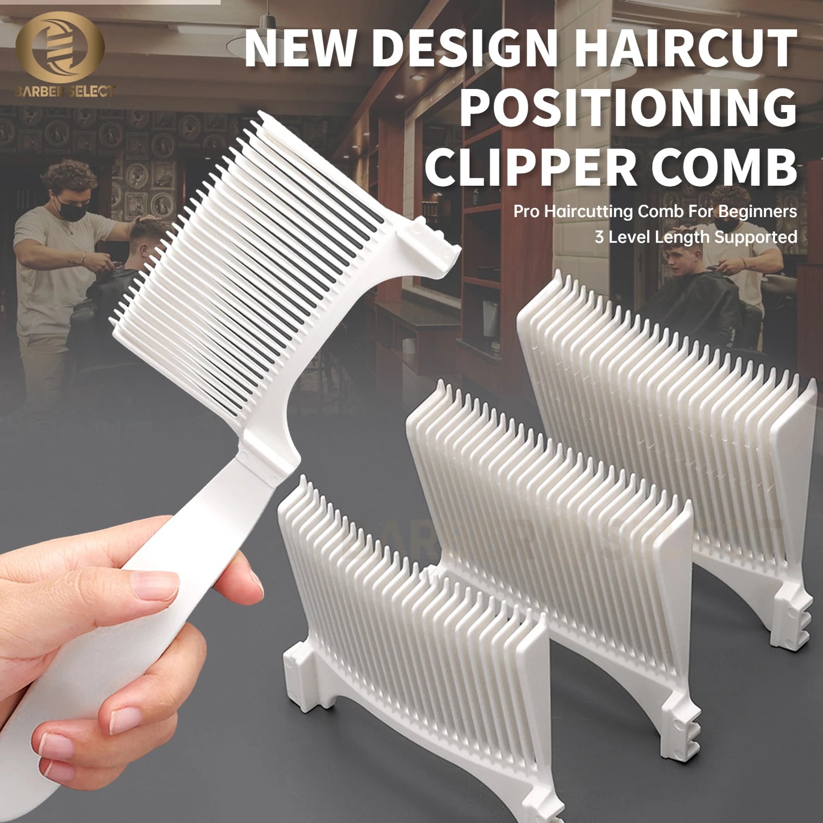 Barber Positioning Haircut Comb – Curved Flat Top Fade Comb