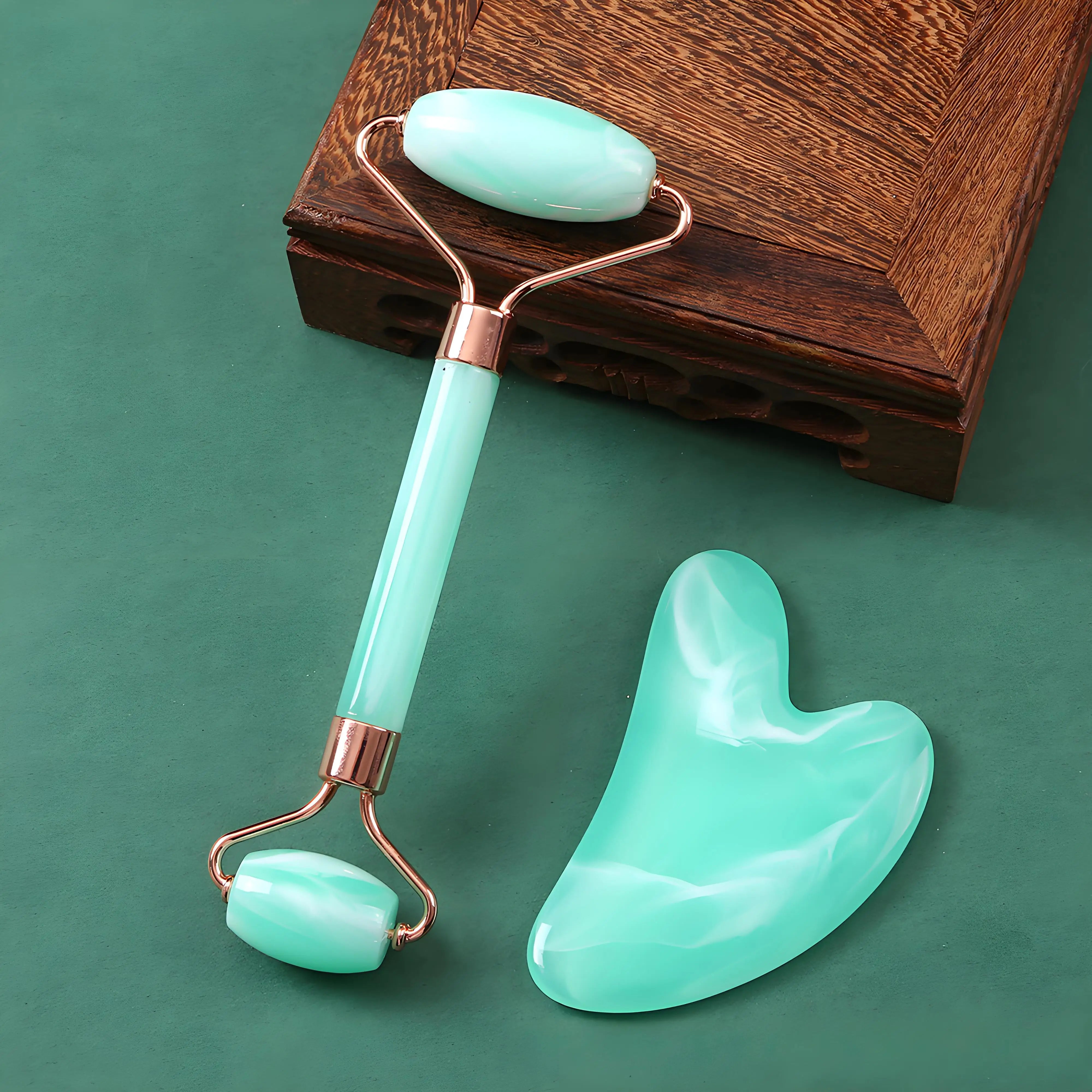 Jade Roller & Gua Sha Set – Dual Head Facial Massage Tools