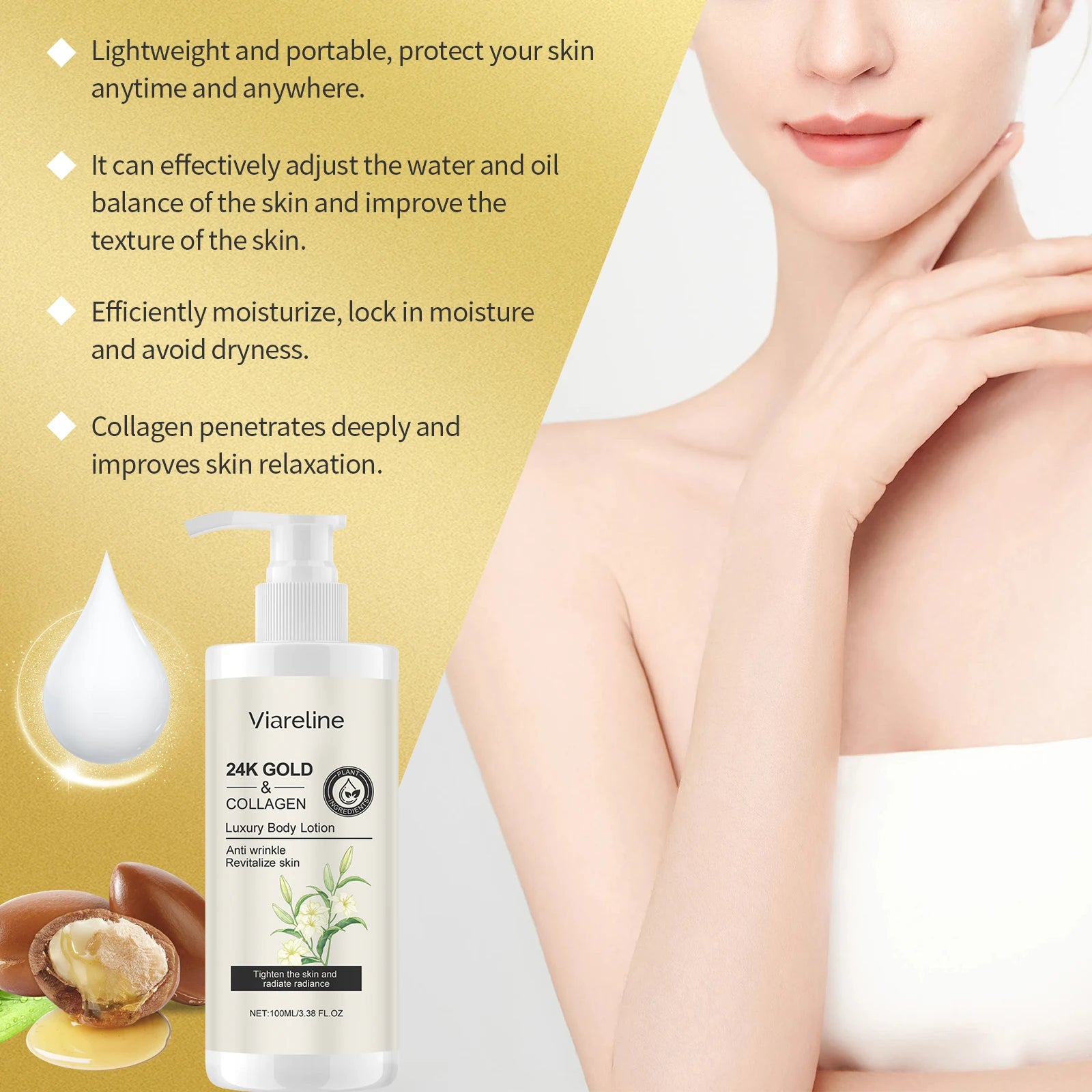 Viareline Collagen Floral Body Lotion – Moisturizing & Anti-Wrinkle