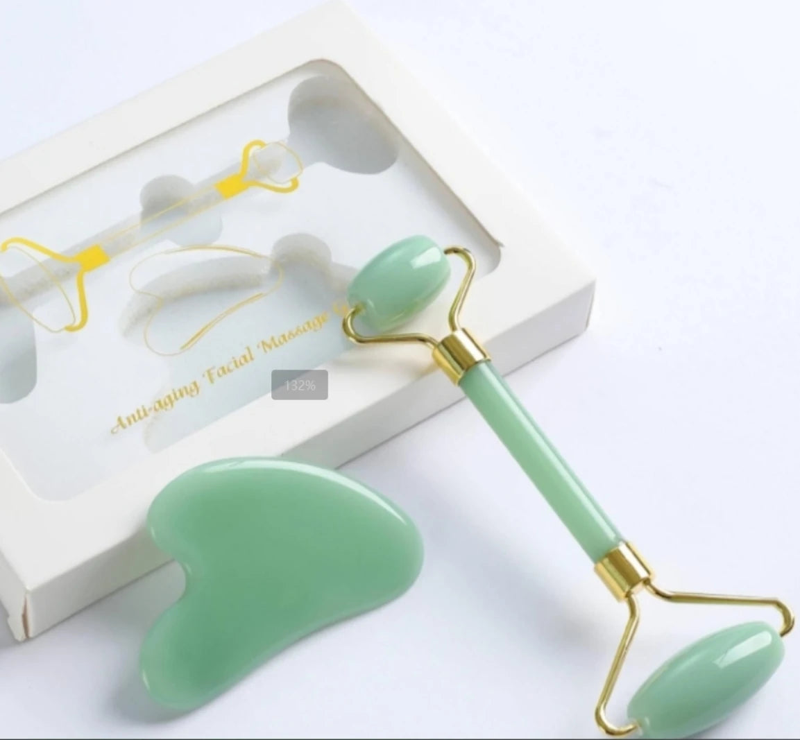 Jade Roller & Gua Sha Set – Dual Head Facial Massage Tools
