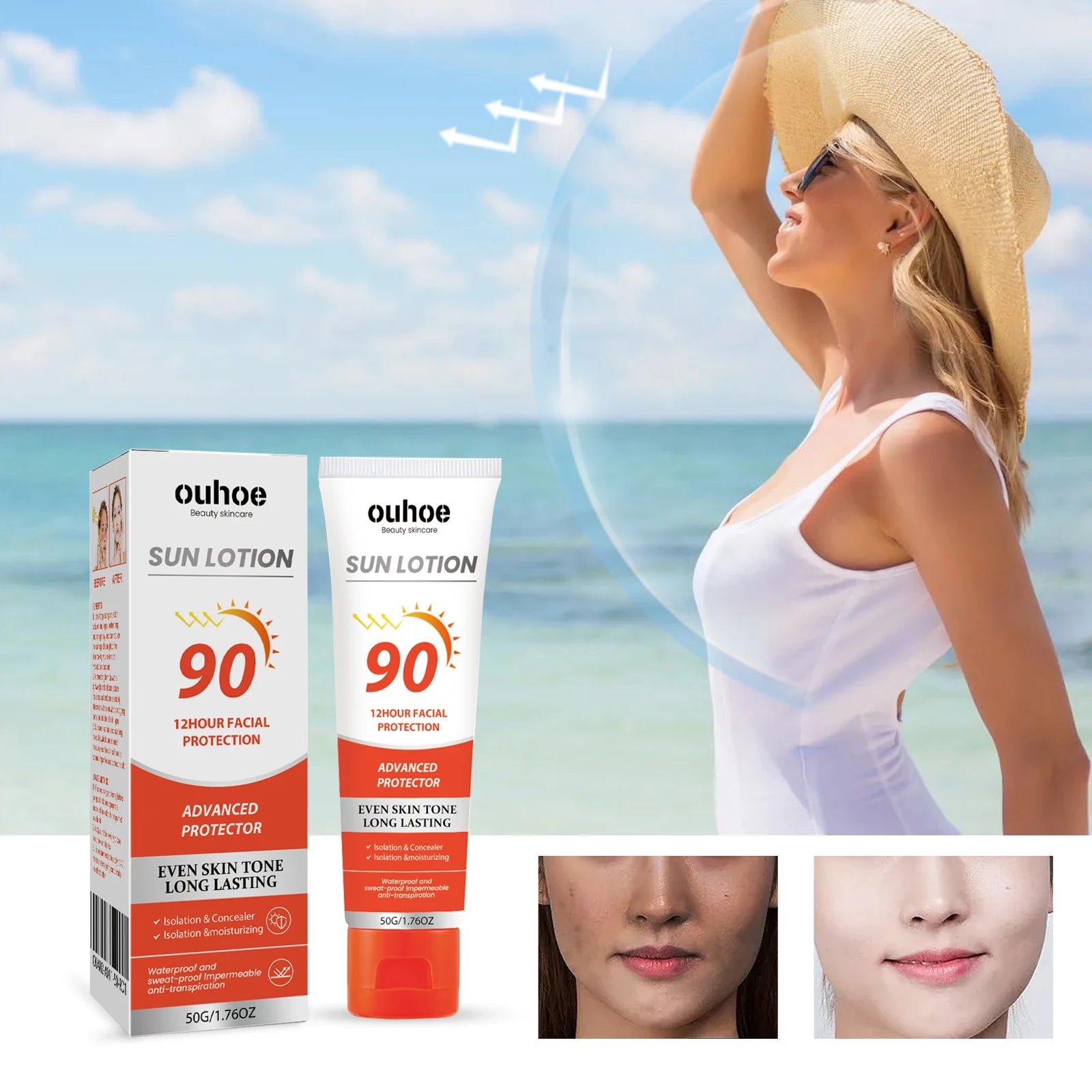 OUHOE 12-Hour Sun Lotion – UV Protection & Moisturizing Cream