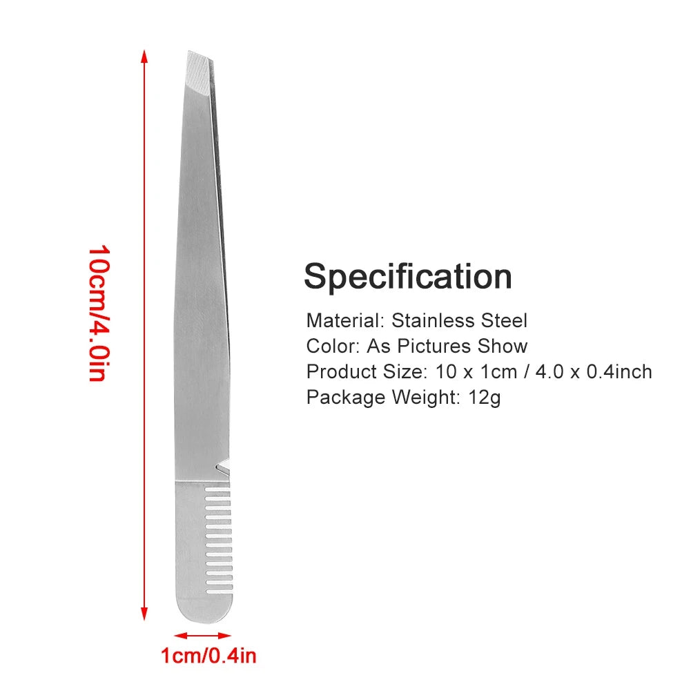 Stainless Steel Eyebrow Tweezers – Precise Hair Removal Tool