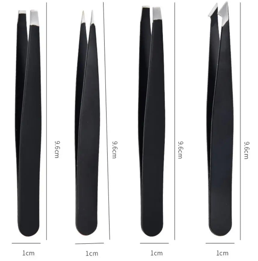 4pcs Colorful Stainless Steel Eyebrow Tweezers Set with Box
